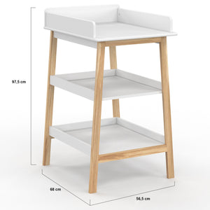 IDMarket - Fasciatoio MAHE con 2 ripiani in faggio e bianco