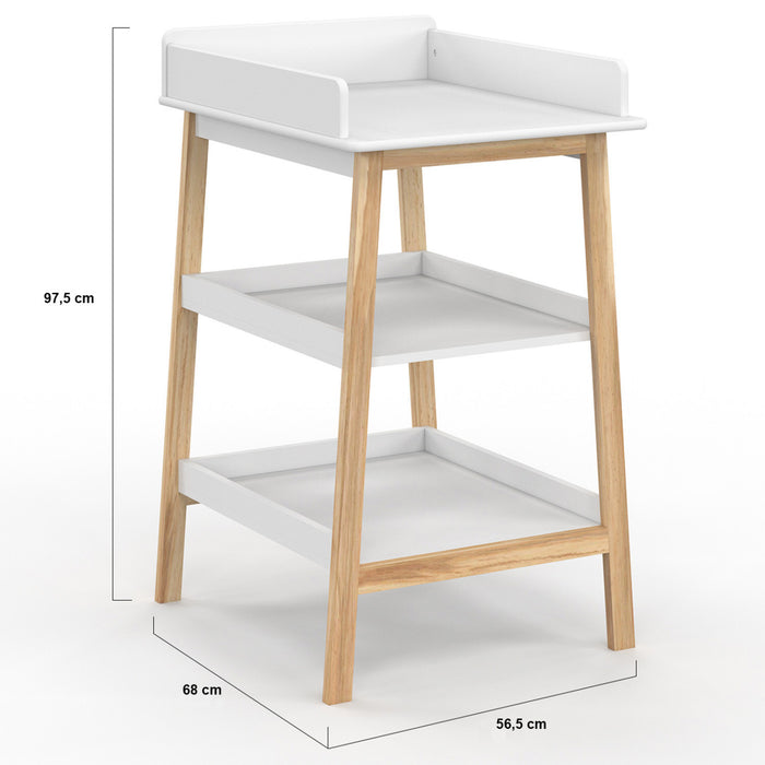 IDMarket - Fasciatoio MAHE con 2 ripiani in faggio e bianco