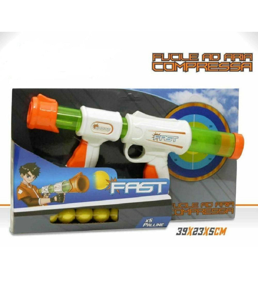 Fast Fucile Ad Aria Compressa 5 Palline Gioco Giocattolo Bambini         