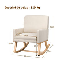 Sedia a dondolo per la camera dei bambini sedia a dondolo imbottita base in legno massello poltrona reclinabile moderna beige 20_0002283
