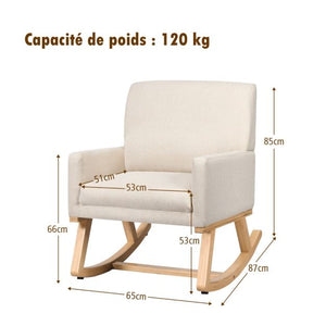 Sedia a dondolo per la camera dei bambini sedia a dondolo imbottita base in legno massello poltrona reclinabile moderna beige 20_0002283
