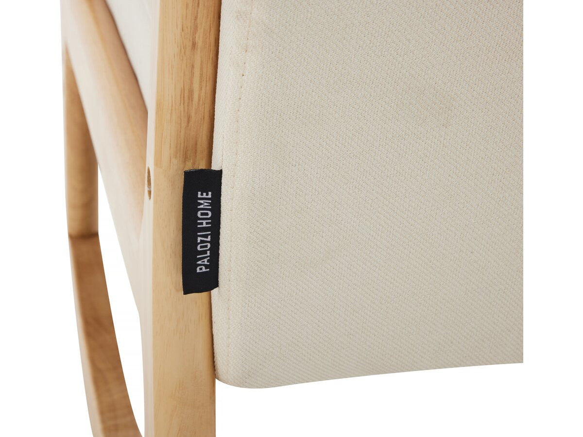 Sedia a dondolo in stile scandinavo in bouclé e legno "Clinton" - Beige