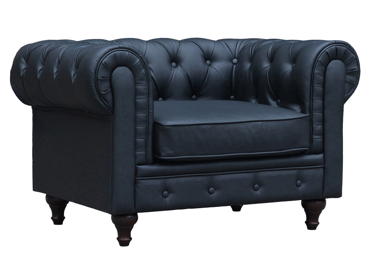 Poltrona Chesterfield "Aliza"- 111 x 82 x 70 cm - Nero