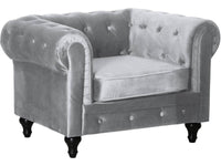 Poltrona Chesterfield in velluto "Aliza" - 111 x 82 x 70 cm - Grigio