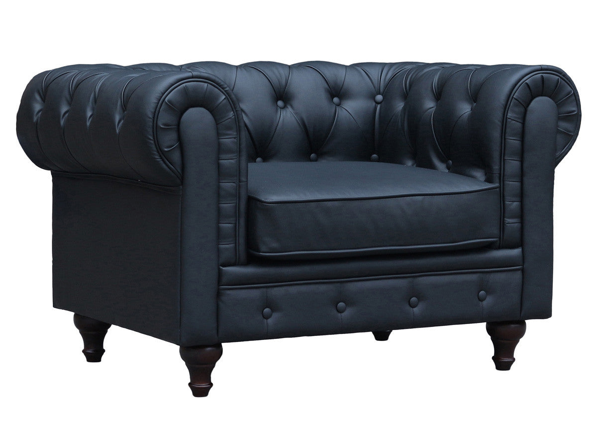 Poltrona Chesterfield "Aliza"- 111 x 82 x 70 cm - Nero