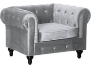 Poltrona Chesterfield in velluto "Aliza" - 111 x 82 x 70 cm - Grigio
