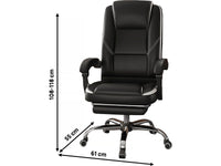 Sedia da ufficio in ecopelle con poggiapiedi "Maissa" - Bianco/Nero