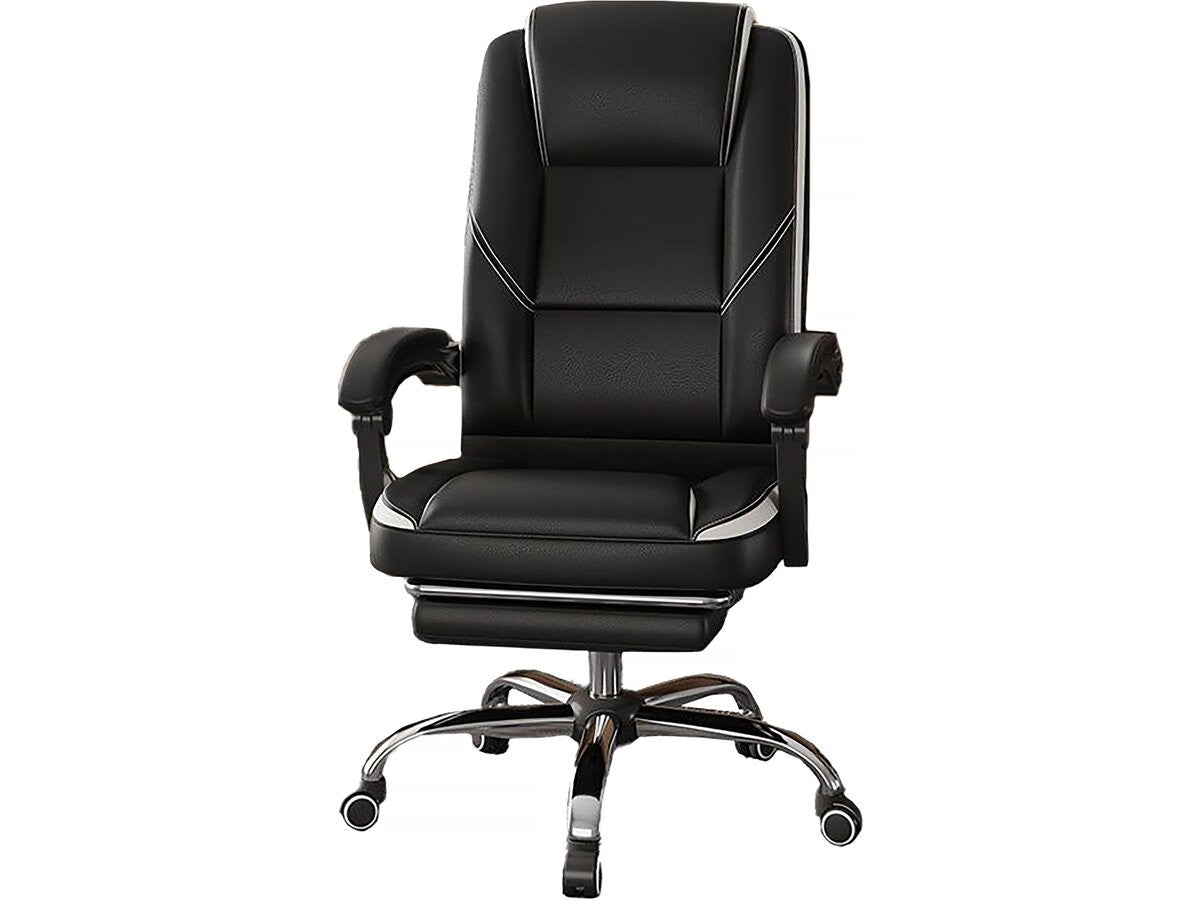 Sedia da ufficio in ecopelle con poggiapiedi "Maissa" - Bianco/Nero