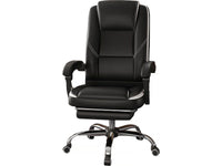 Sedia da ufficio in ecopelle con poggiapiedi "Maissa" - Bianco/Nero