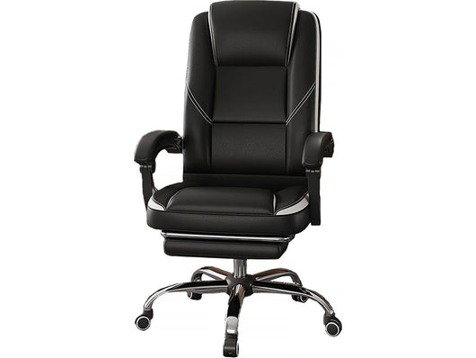 Sedia da ufficio in ecopelle con poggiapiedi "Maissa" - Bianco/Nero