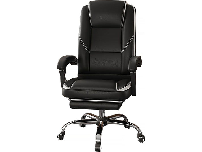 Sedia da ufficio in ecopelle con poggiapiedi "Maissa" - Bianco/Nero