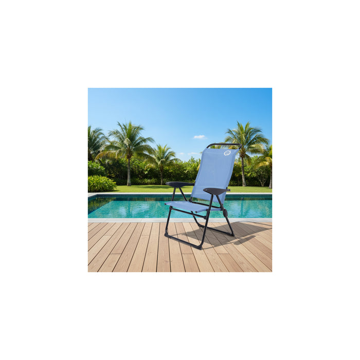 Sedia da campeggio pieghevole a 5 posizioni - O'Camp - Blu - Dimensioni: 70 x 62 x 105 cm