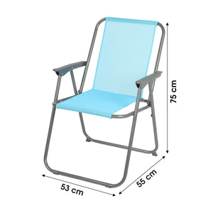 Sedia da giardino pieghevole in tessuto turchese – Dimensioni 53x55x75 cm