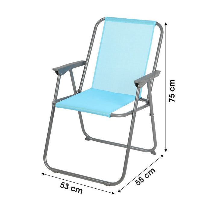 Sedia da giardino pieghevole in tessuto turchese – Dimensioni 53x55x75 cm