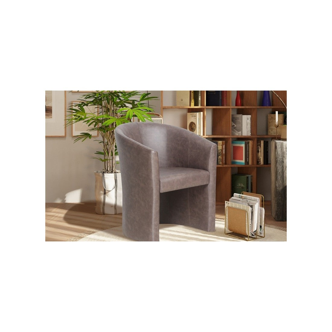 Poltrona da salotto KYOTO - Confortevole - Marrone scuro - Stile vintage