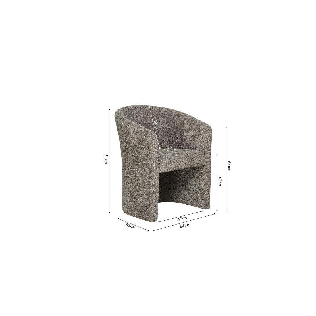 Poltrona da salotto KYOTO – Confortevole – Tessuto bouclé marrone – Stile moderno e accogliente