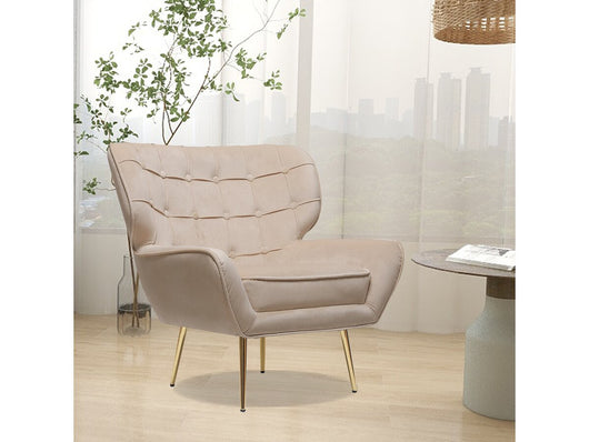 Poltrona "Austin" in velluto - 79 x 71 x 79,5 cm - Beige