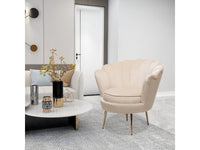 Poltrona "Floria" in velluto - 75 x 68 x 77,5 cm - Beige