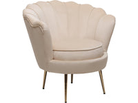 Poltrona "Floria" in velluto - 75 x 68 x 77,5 cm - Beige