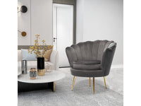 Poltrona "Floria" in velluto - 75 x 68 x 77,5 cm - Grigio