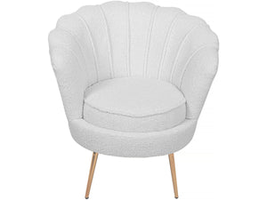 Poltrona "Floria" in velluto - 75 x 68 x 77,5 cm - Bianco