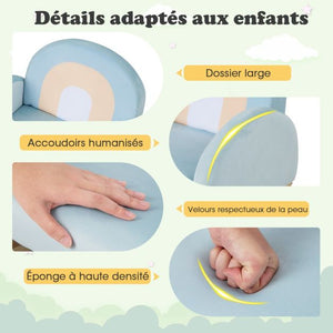 Sedia a dondolo per bambini in peluche, portata 50 kg, regalo adorabile per ragazzi e ragazze di 3-5 anni, blu 20_0006732