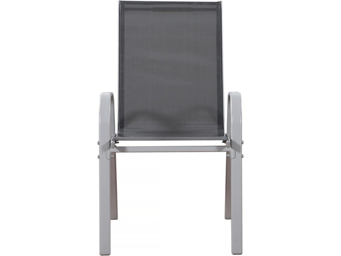 Sedia da giardino textilene "Cordoba" -Phoenix- Grigio scuro/Argentato-Set di 2