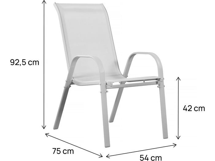 Sedia da giardino textilene "Cordoba" -Phoenix- Grigio chiaro-Set di 2
