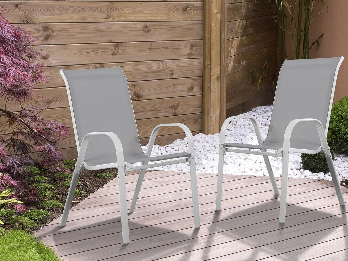 Sedia da giardino textilene "Cordoba" -Phoenix- Ecru-Set di 2