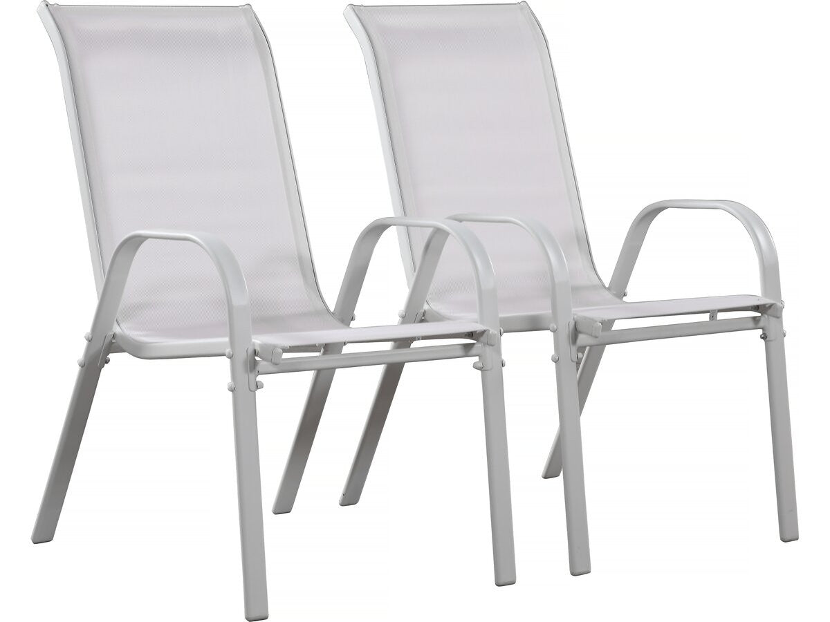 Sedia da giardino textilene "Cordoba" -Phoenix- Grigio chiaro-Set di 2