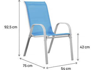 Sedia da giardino textilene "Cordoba" -Phoenix-Blu-Set di 2