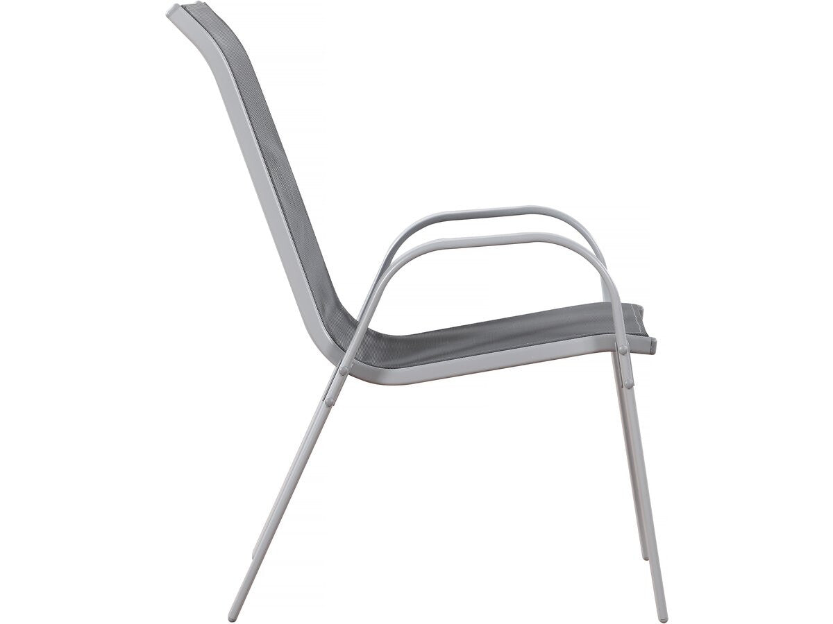 Sedia da giardino textilene "Cordoba" -Phoenix- Grigio scuro/Argentato-Set di 2