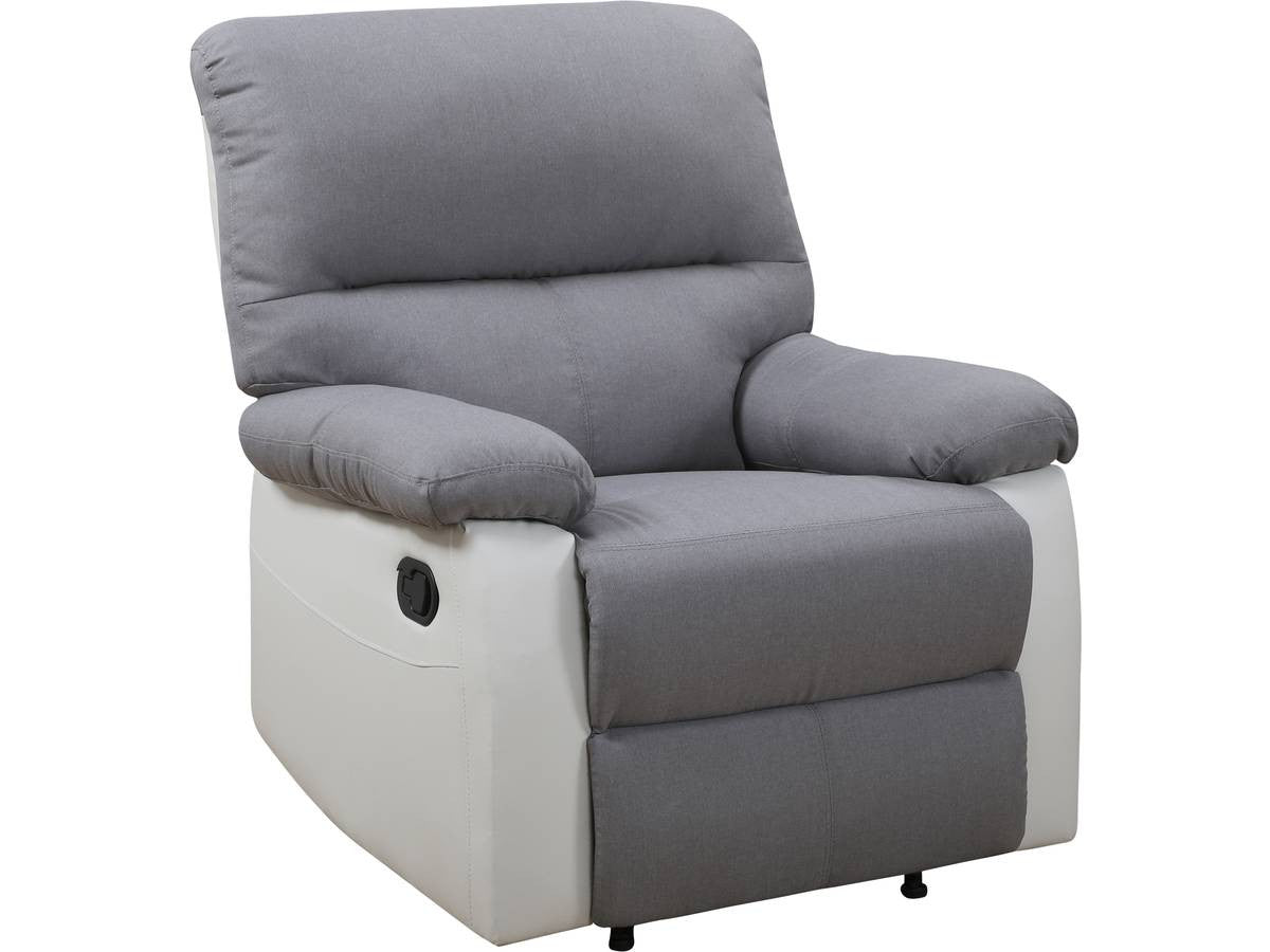 Poltrona relax "Lincoln"- Bianco/ Grigio chiaro