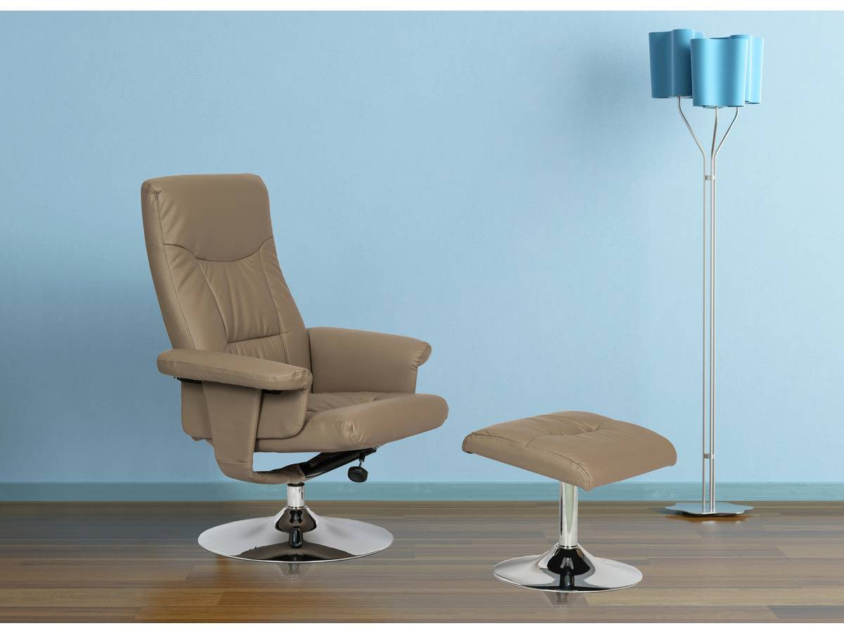 Poltrona relax + poggiapiedi "Louis" - beige