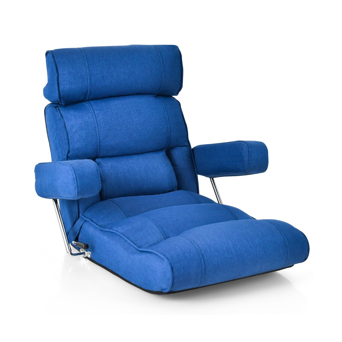 Sedia da terra pieghevole e regolabile 80 x 72 x 75 cm comfort ergonomico design moderno in cotone blu 20_0012094