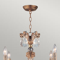 Lampadario Classico Mignon Acciaio Oro E Argento Cristallo Argento 8 Luci E14