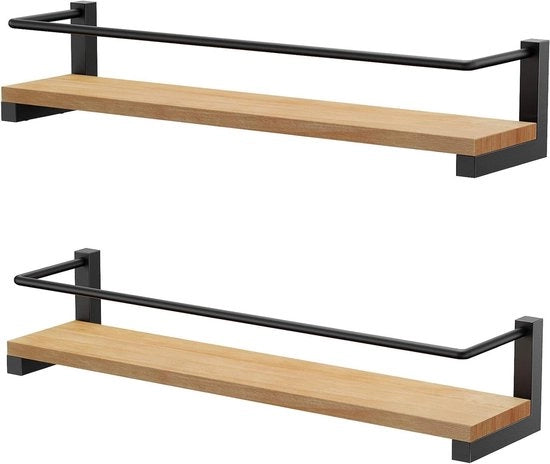 Set di Raccogliere Erbe in Legno - Organizzatore da Parete per la Cucina - 2 Pezzi - 40x9x7cm
