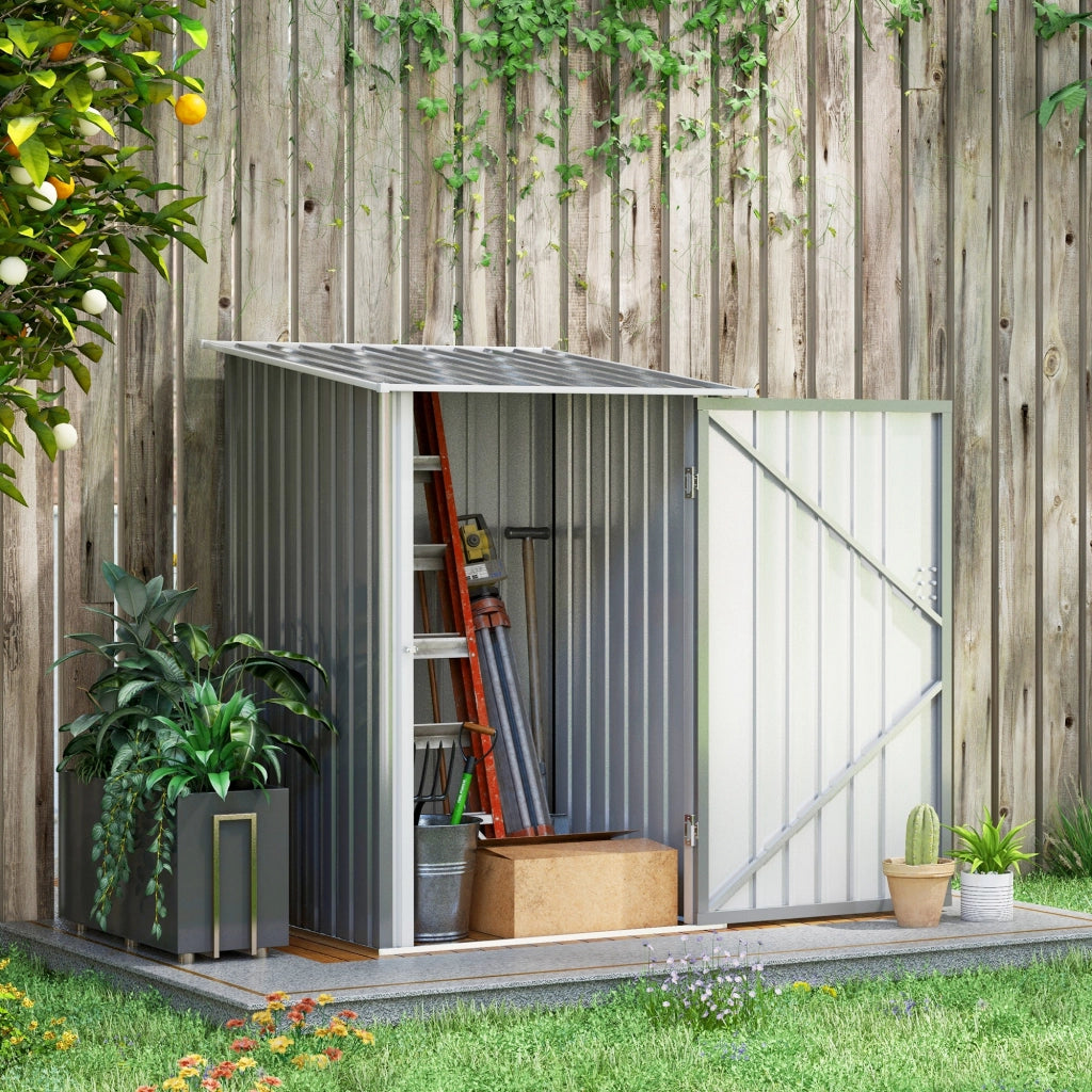 Armadio da giardino in acciaio zincato con tetto inclinato e porta chiudibile grigio 100 × 103 × 160 cm