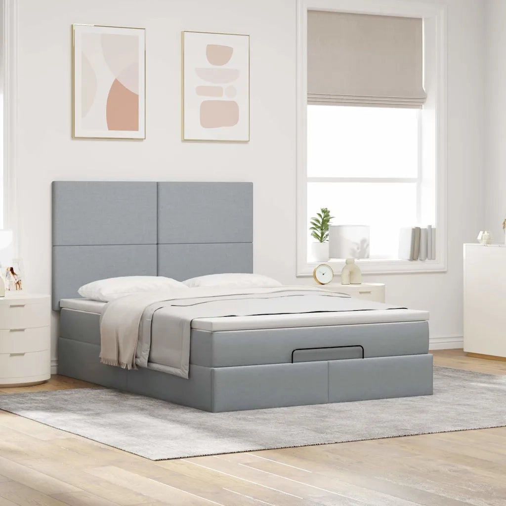 Struttura Letto Pouf con Materasso 140x200 cm in Tessuto 3313927