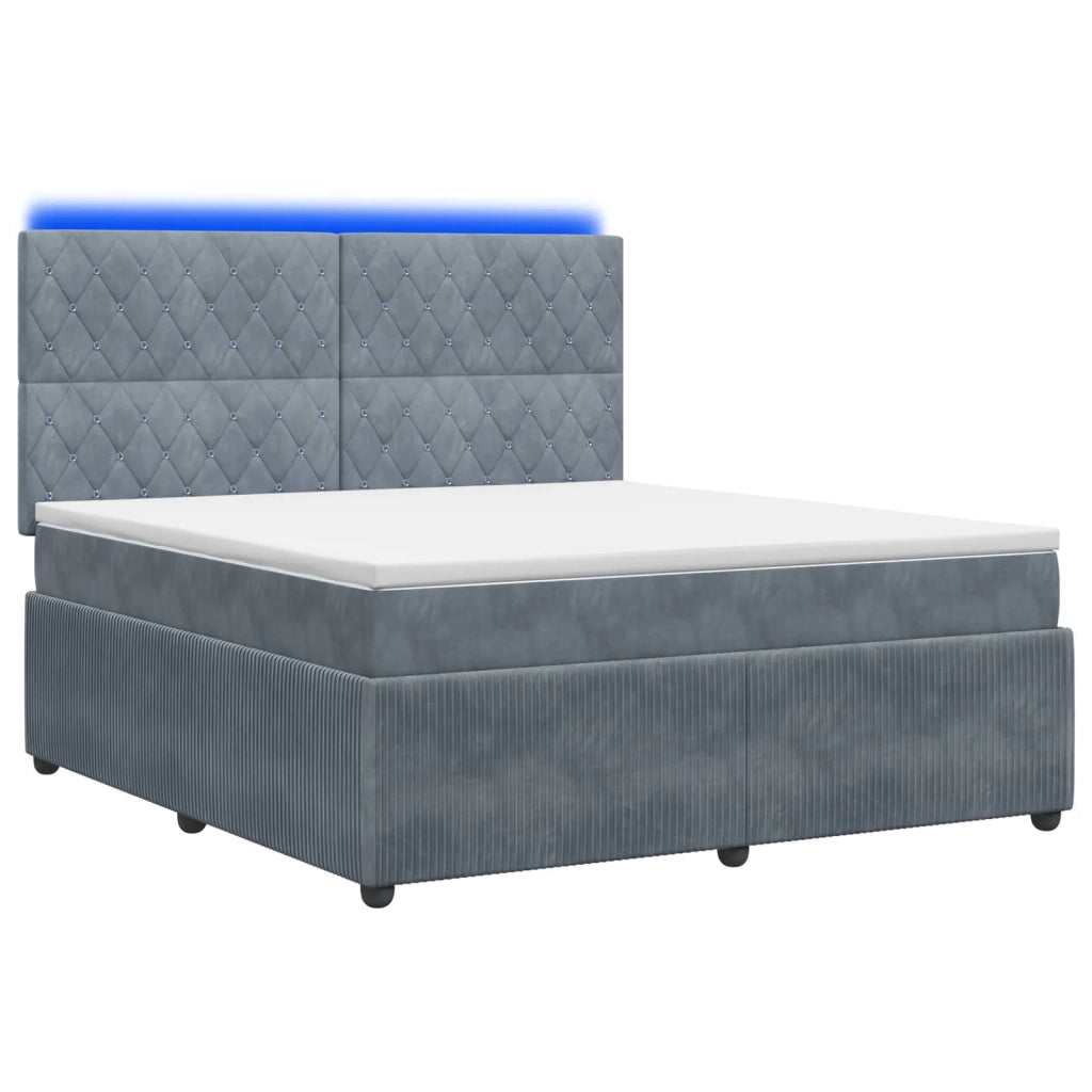 Letto Box Spring LED con Materasso Grigio Scuro 160 x 200 cm 3456096