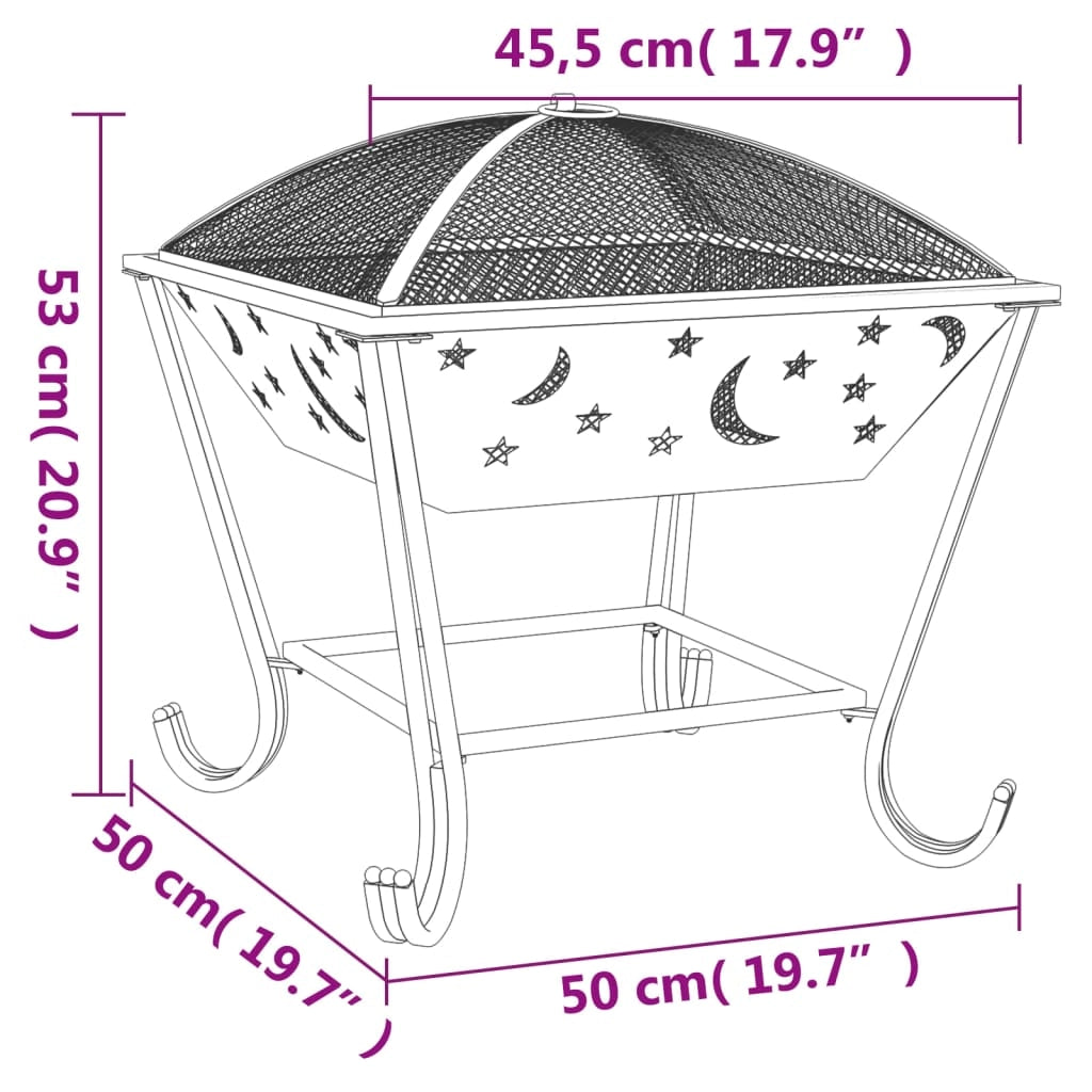 Caminetto con attizzatoio 50 cm XXL acciaio nero 02_0005962