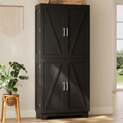 Credenza alta con 4 ante stile barn door, portabottiglie e vani aperti, 80 x 40 x 180 cm