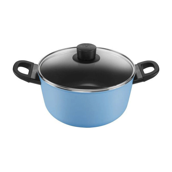 Ballarini CAPRERA Caprera Casseruola con Coperchio 24 cm 4,75 L Compatibile Induzione Rivestimento Antiaderente Kera Gloss colore Blu