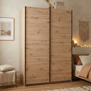Armadio Camera da Letto Tredozio, Guardaroba Grande Appendiabiti, 145.5x217.5h cm Marrone Rovere Nodi