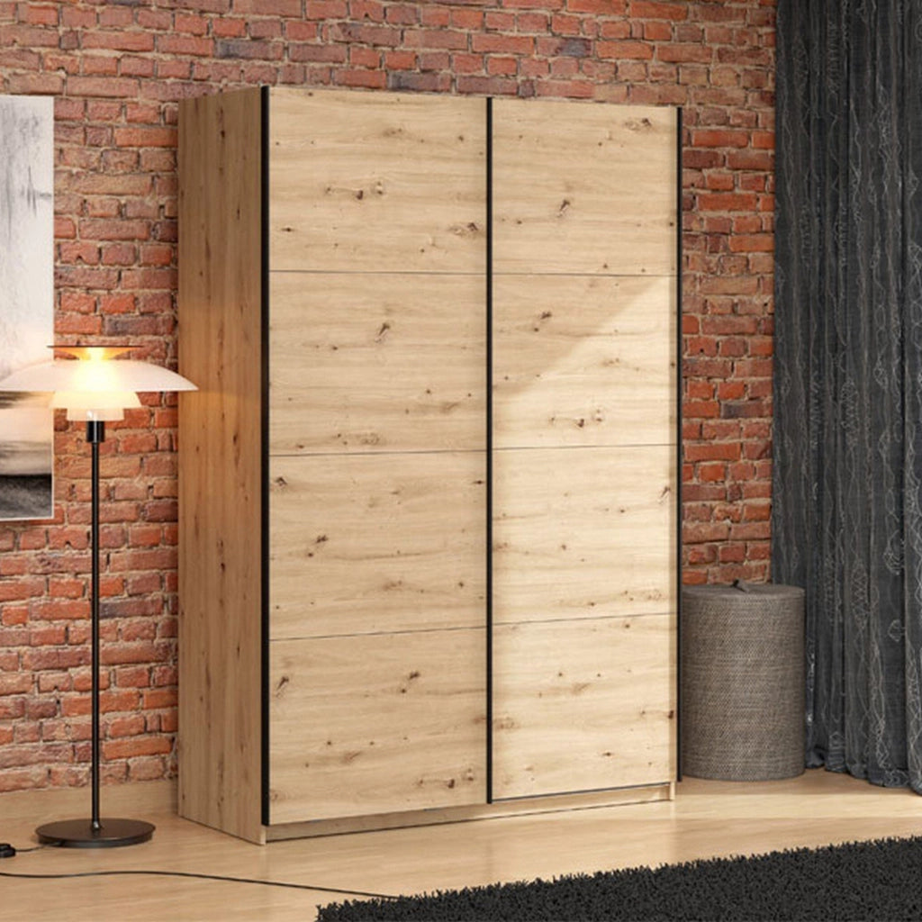 Armadio Camera da Letto Tredozio, Guardaroba Grande Appendiabiti, 145.5x217.5h cm Marrone Rovere Nodi