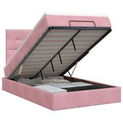 Letto ottomano con materasso Rosa 120 x 190 cm Velluto 3457712