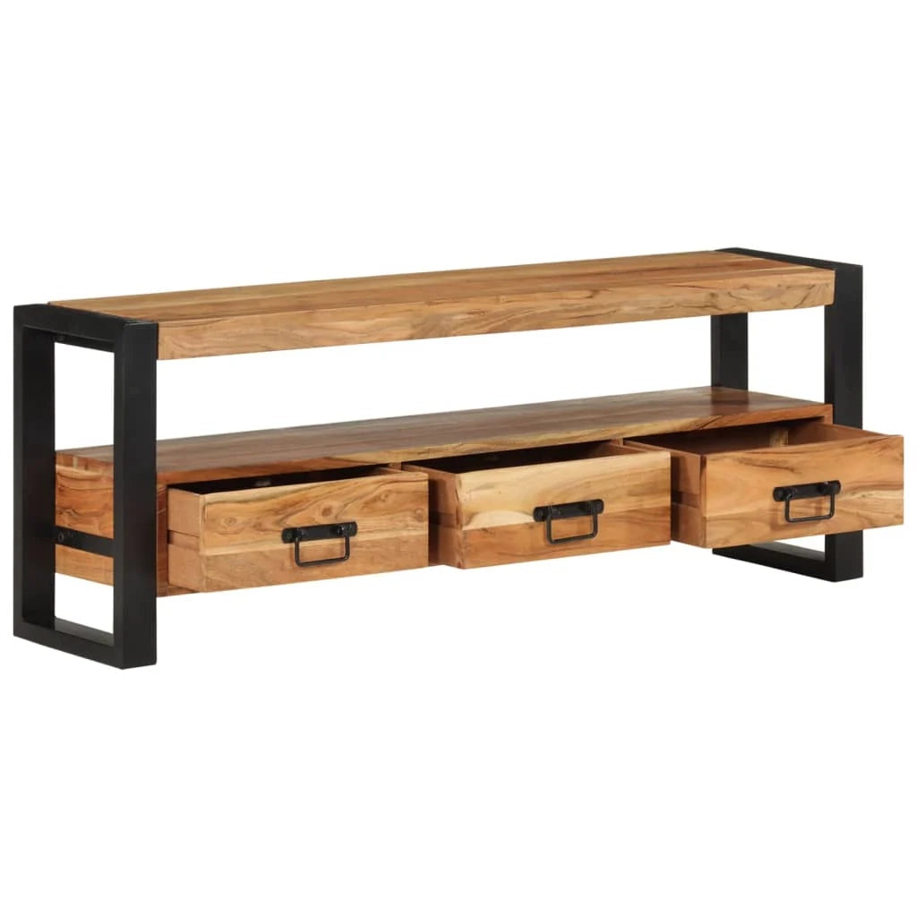 Mobile TV multimediale scaffale TV credenza mobile TV sala da pranzo soggiorno camera da letto 120 x 30 x 45 cm legno massello di acacia marrone 02_0025842