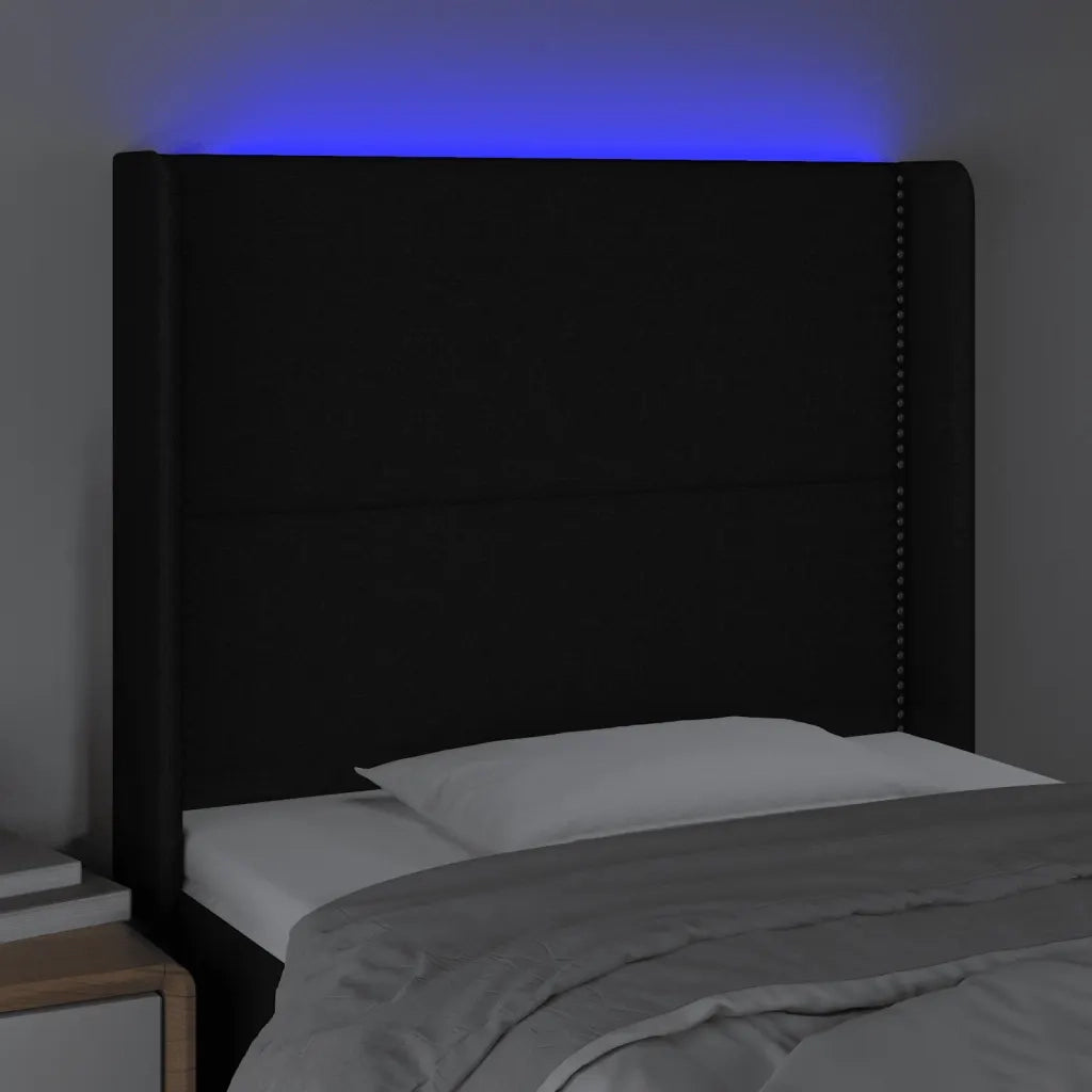 Testiera a LED Nera 103x16x118/128 cm in Tessuto 3123900