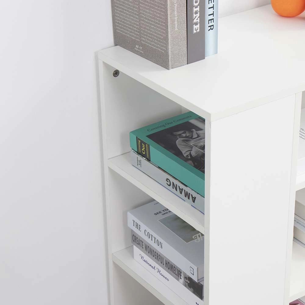 Tavolino Divano Libreria Moderno 3 Ripiani con 4 Ruote Legno Mdf Bianco