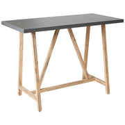 Tavolo da giardino in cemento grigio 140 x 70 cm gambe in legno industriale tradizionale giardino all'aperto per patio